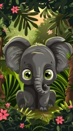 Cartoon Elephant Mobile Wallpaper: Fun for Kids and Adults