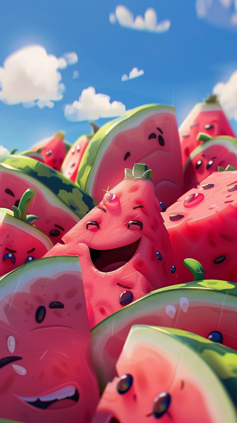 Colorful Cartoon Watermelon iPhone Wallpaper for You