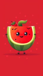 Stylish Cartoon Watermelon Digital Background for iPhone