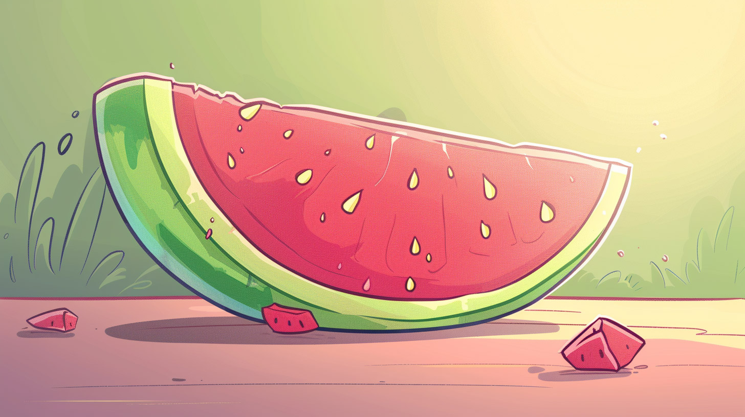 Cartoon Watermelon Slice: Free HD Wallpaper for Desktop