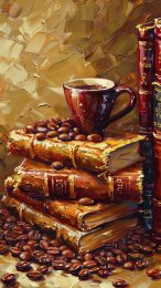 Coffee and Books Mobile Wallpaper for Samsung Galaxy