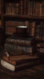 Charming Coffee and Books Mobile Wallpaper Download