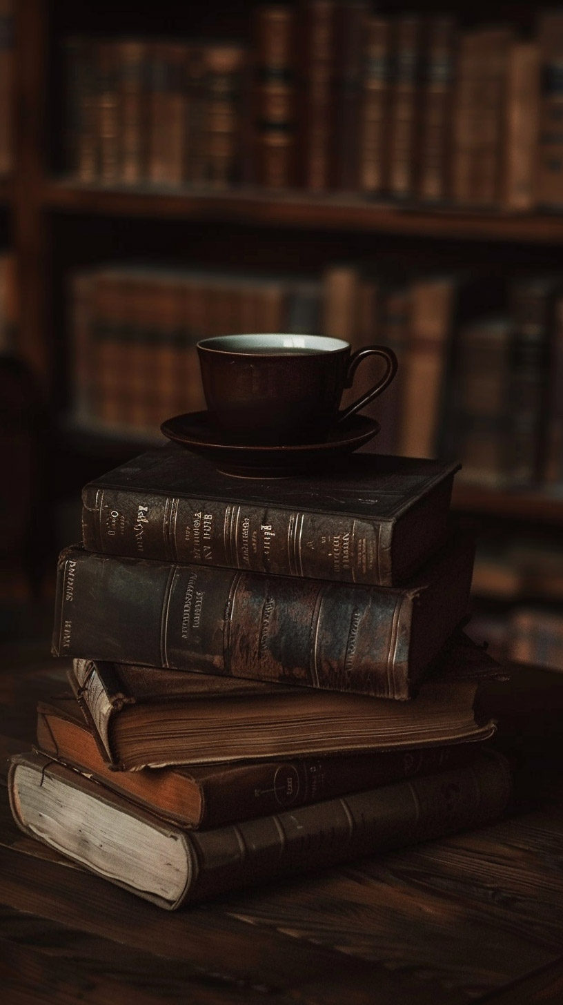 Charming Coffee and Books Mobile Wallpaper Download