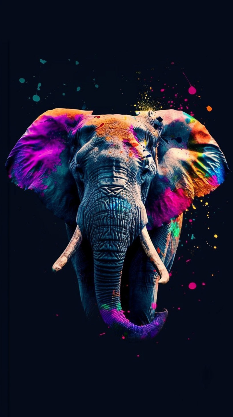 Download Free Colorful Elephant Digital Backgrounds