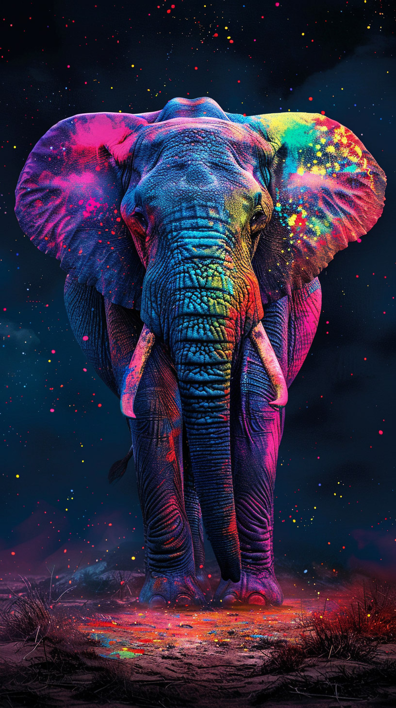 9:16 Colorful Elephant Photos for Mobile Screens