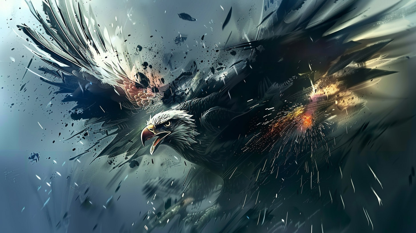 Free AI Wallpaper: American Eagle Against the Flag