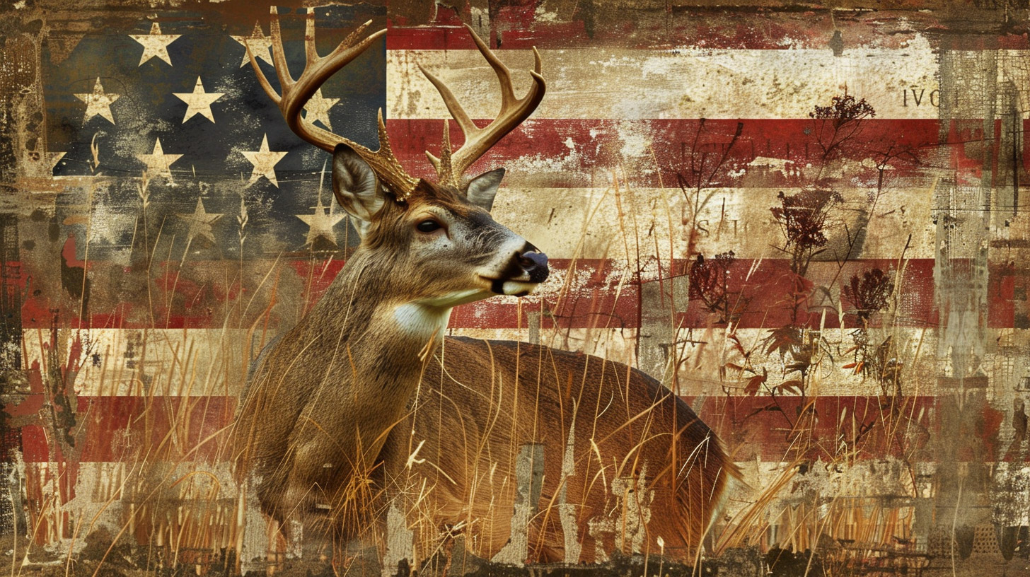 Unique AI Wallpaper Featuring Deer and Flag