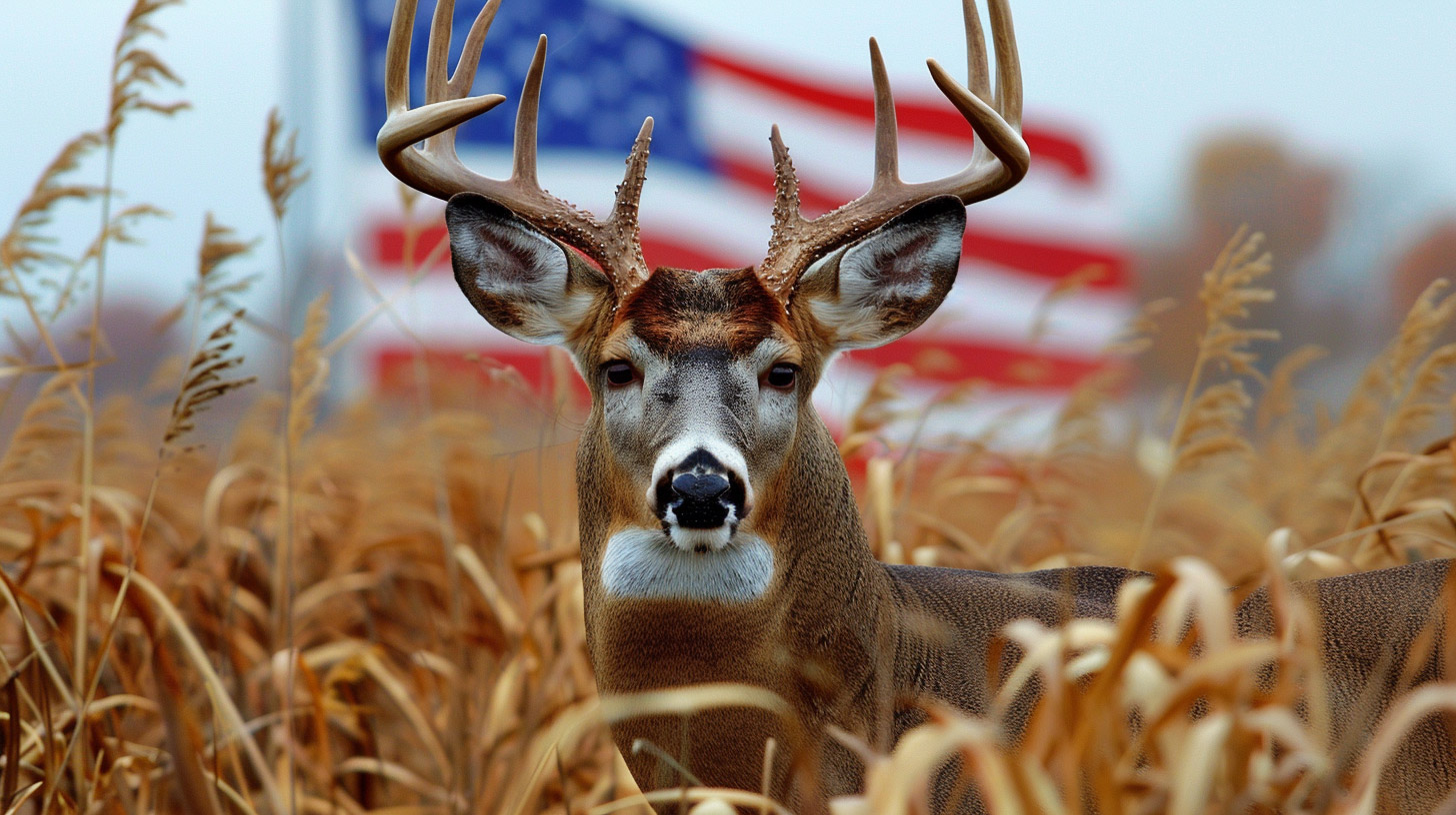 Free AI Wallpaper of Deer with American Flag