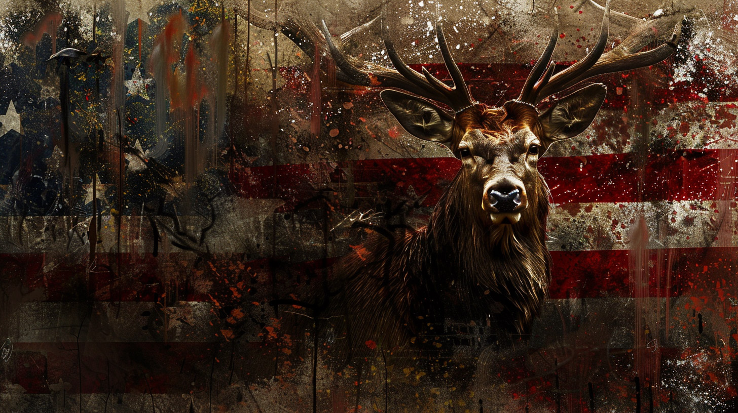 Stunning 4K American Flag Deer Digital Background