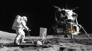 Digital Background of Moon Landing in 16:9 Format