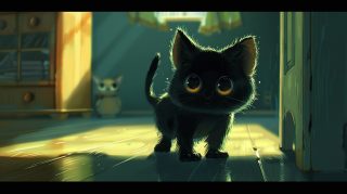 16:9 Cute Black Cat Wallpaper for Perfect Fit