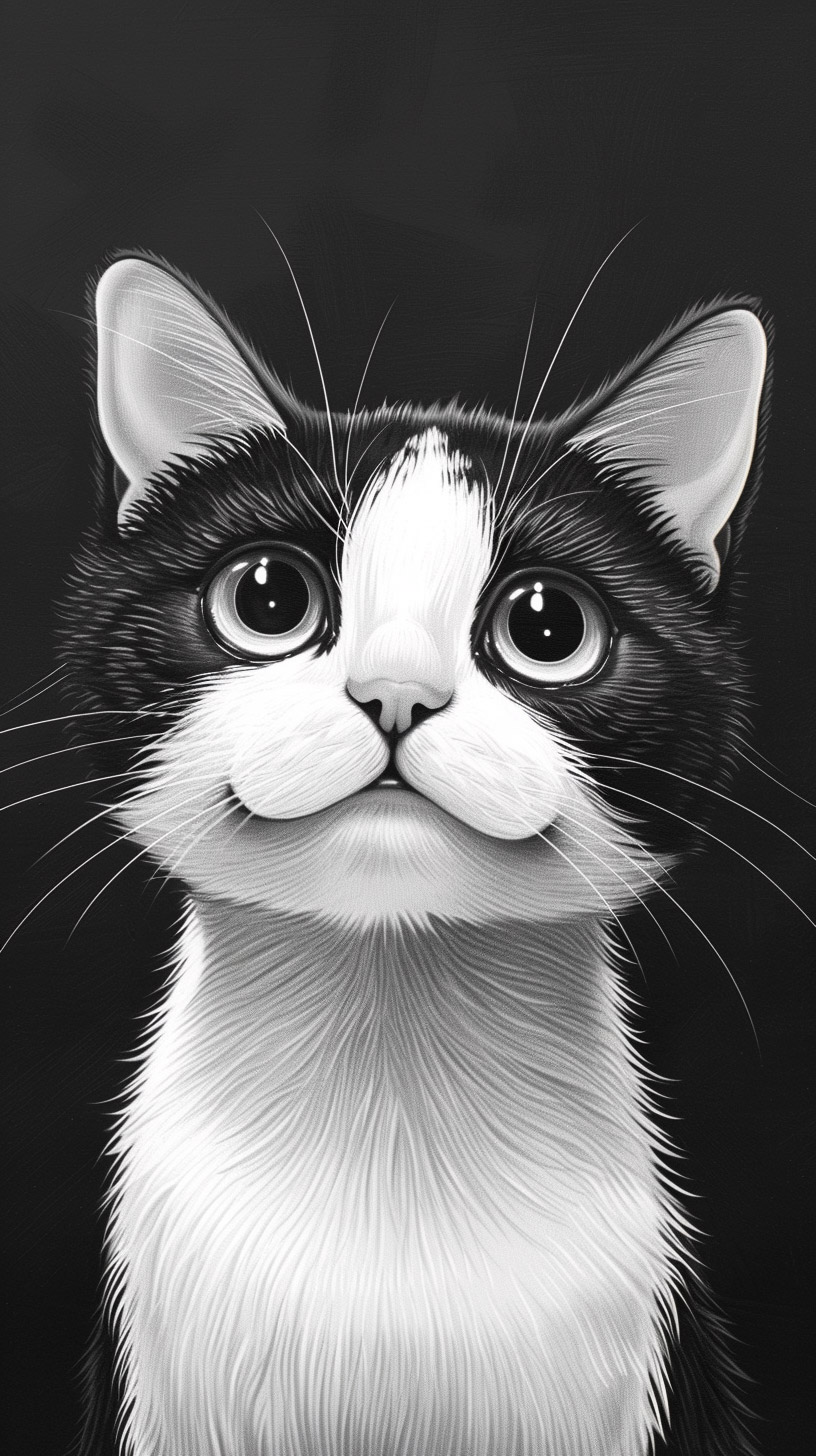 Lovely Black and White Cat Photos for Mobile Screens