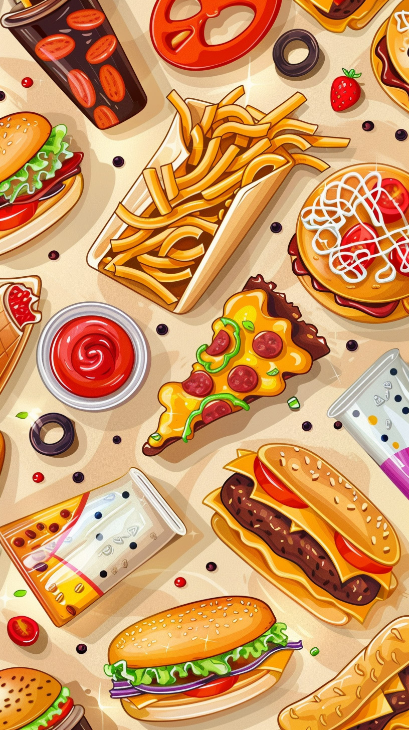 Cute Fast Food Mobile Wallpaper for iPhone and Android