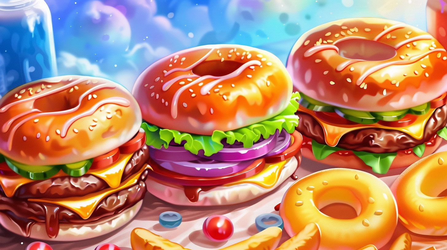 Adorable Fast Food Themed Digital Background for PCs