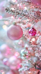 Festive Pink Christmas Tree iPhone Background for a Cute Vibe