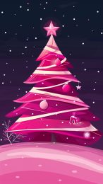 Adorable Cute Pink Christmas Tree iPhone Wallpaper