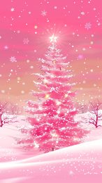 Delightful Pink Christmas Tree iPhone Wallpaper for the Season