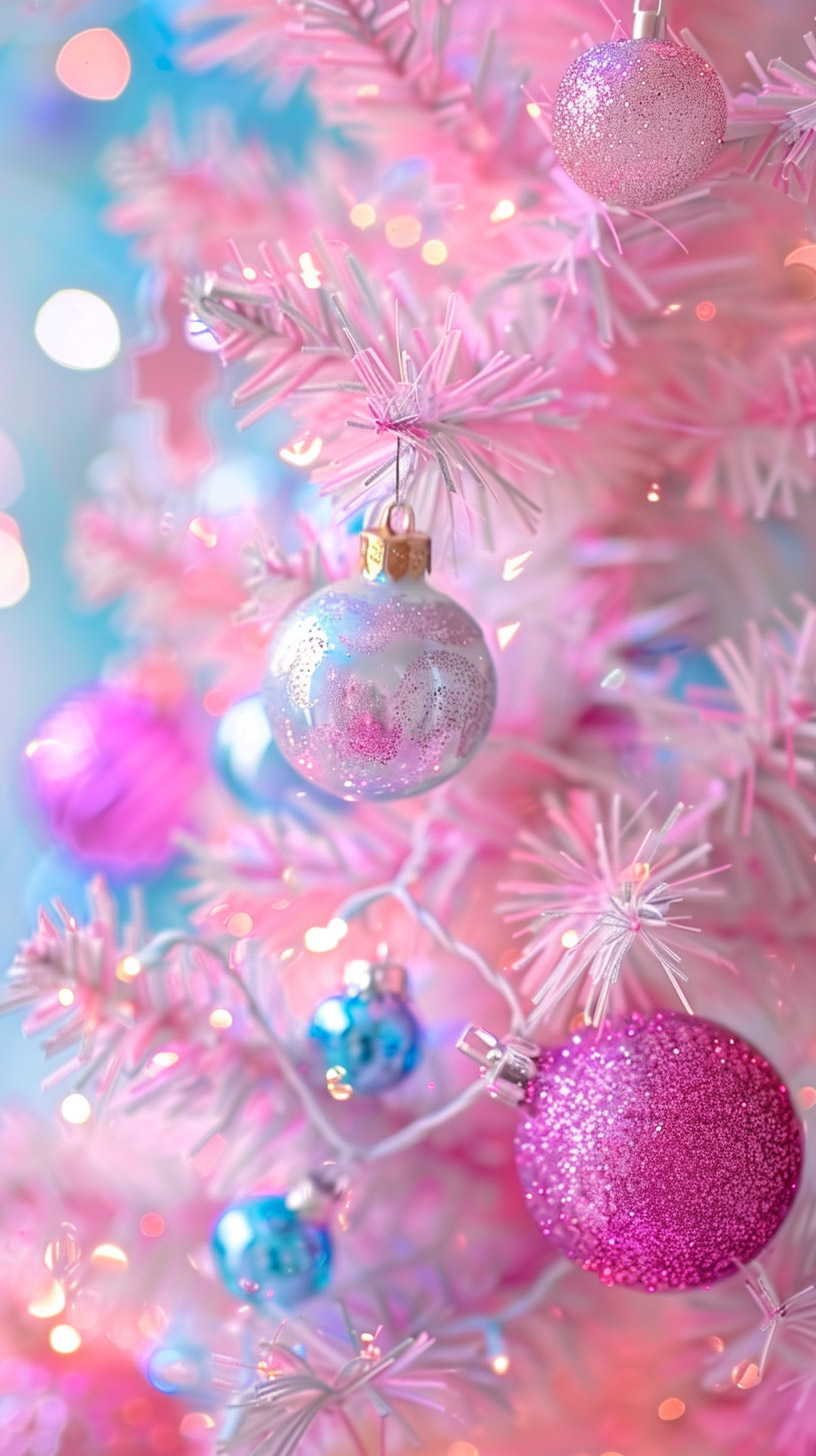 Fun and Cute Pink Christmas Tree iPhone Lock Screen