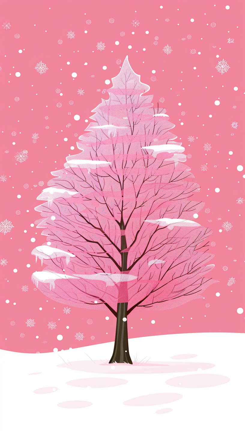 Cozy Cute Pink Christmas Tree Wallpaper for iPhone