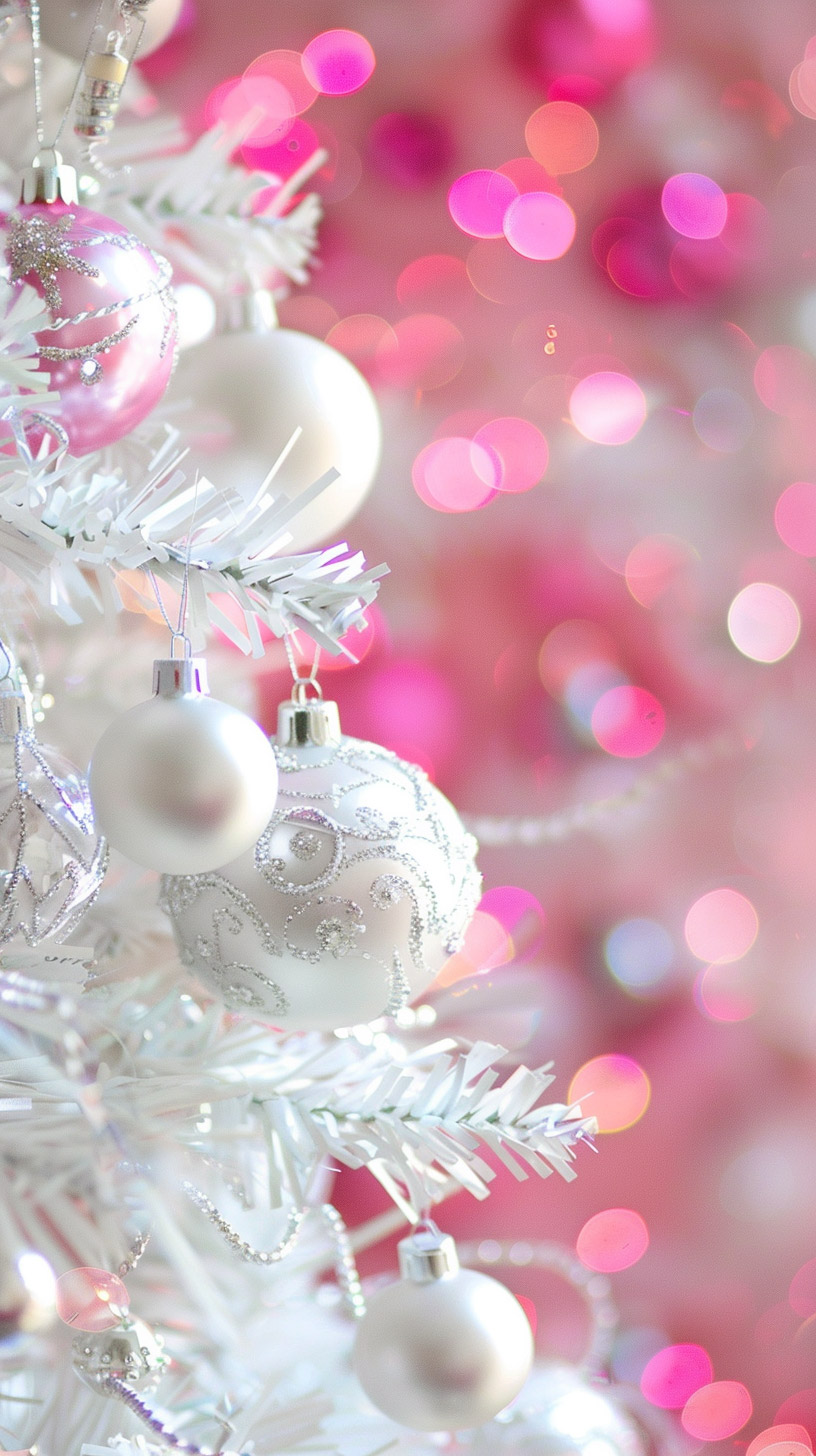 Lovely Pink Christmas Tree Design for iPhone Wallpaper