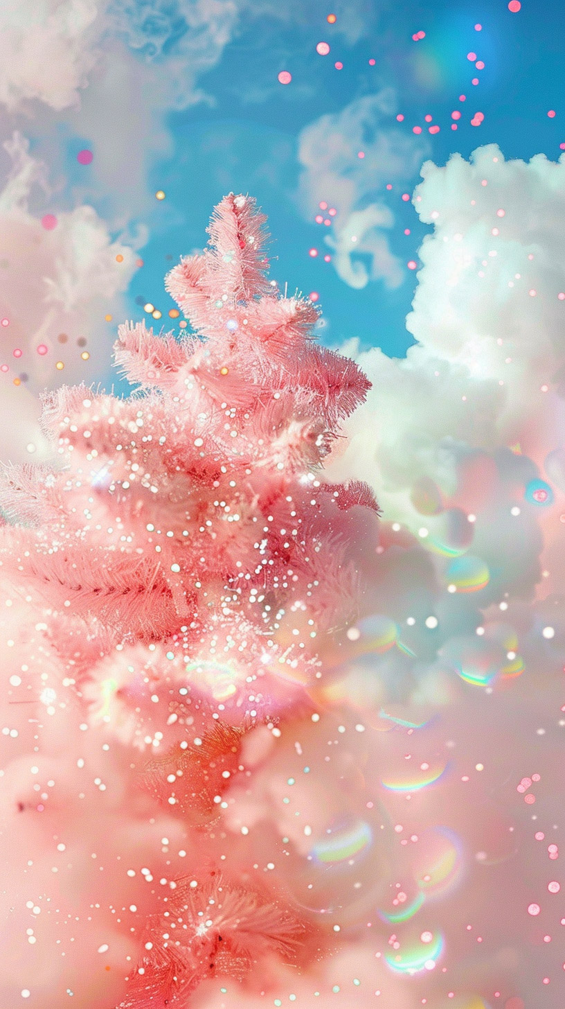 Pastel Pink Christmas Tree Wallpaper for a Cute iPhone Look