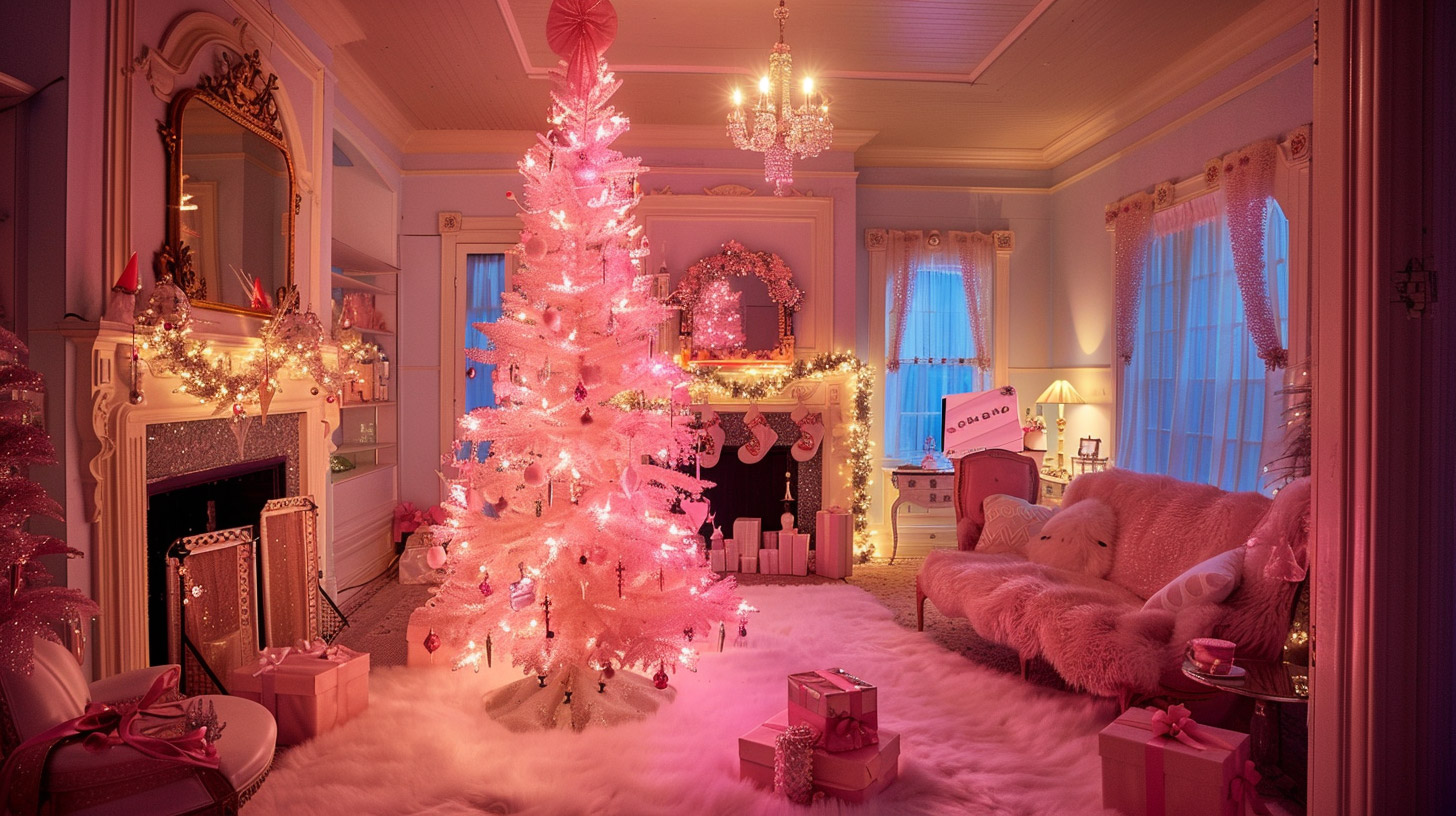 Free HD Wallpaper of a Cute Pink Christmas Tree