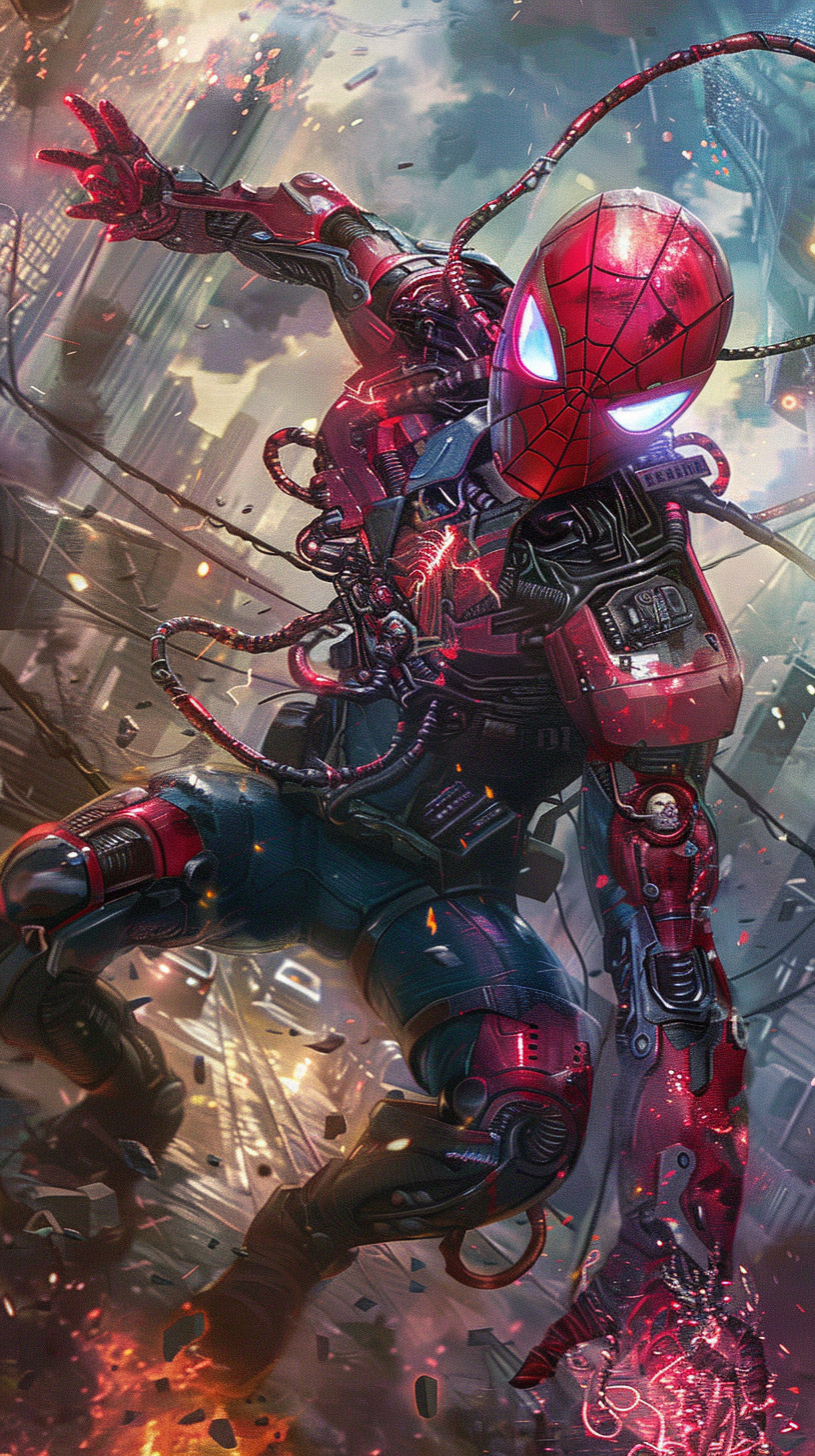 Epic Cyborg Spider-Man Mobile Wallpaper Download