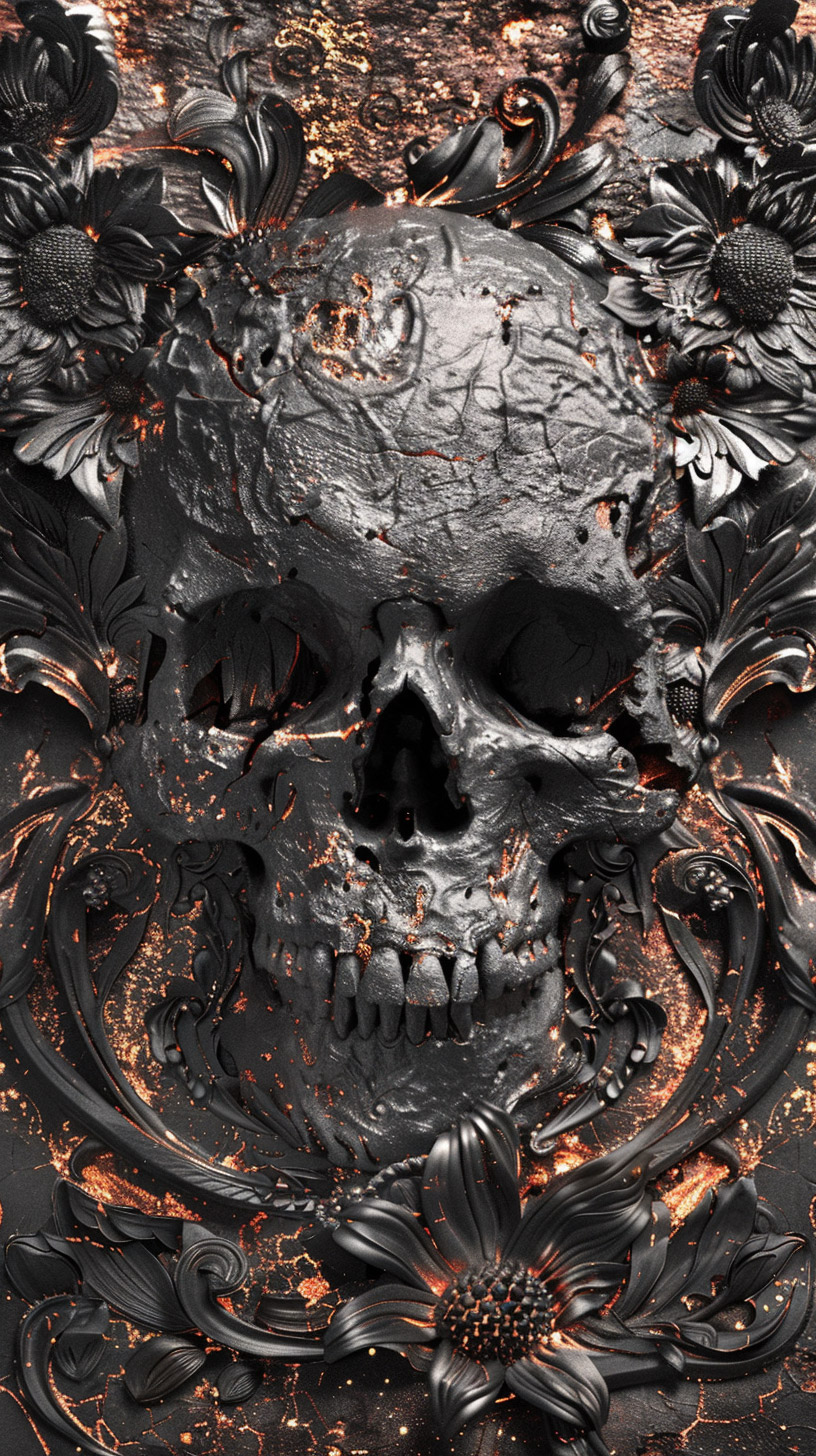 Spooky Skull Wallpaper: Dark Theme for Mobile Devices