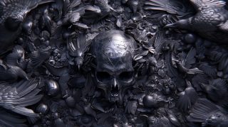 Stunning 8K Evil Crow Skull Desktop Background Images