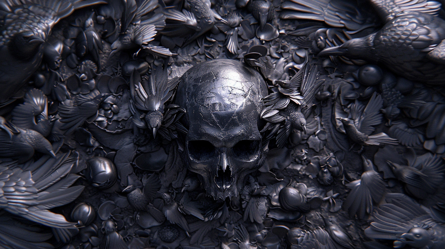 Stunning 8K Evil Crow Skull Desktop Background Images