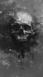 Haunting Digital Background: Scary Skull Wallpaper