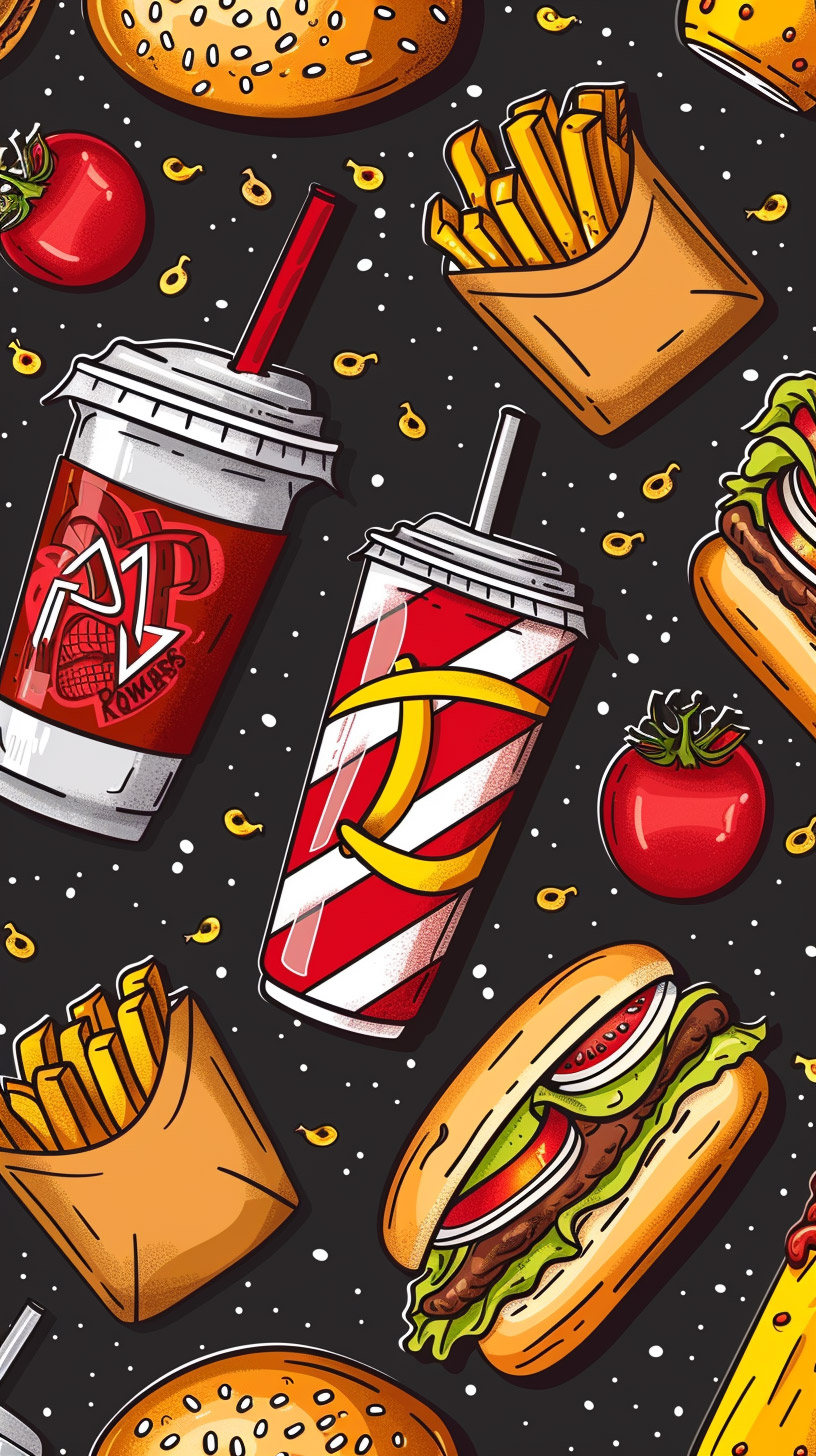 Fast Food Cartoon HD Mobile Wallpaper for iPhone