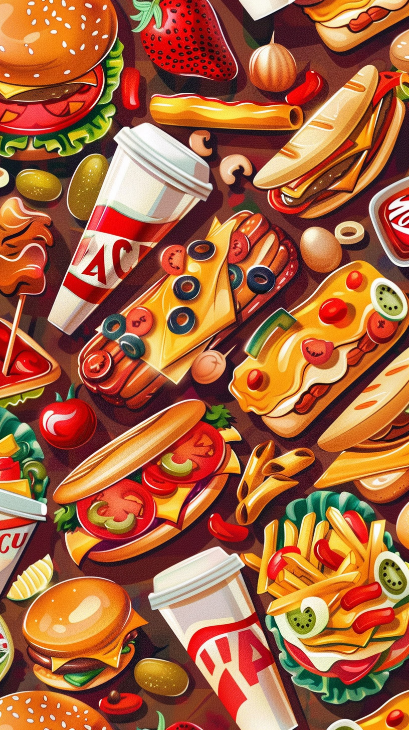 Download Vibrant Fast Food Cartoon Images for Mobile