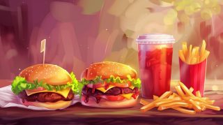 Fast Food Cartoon Wallpaper: Free HD Digital Background