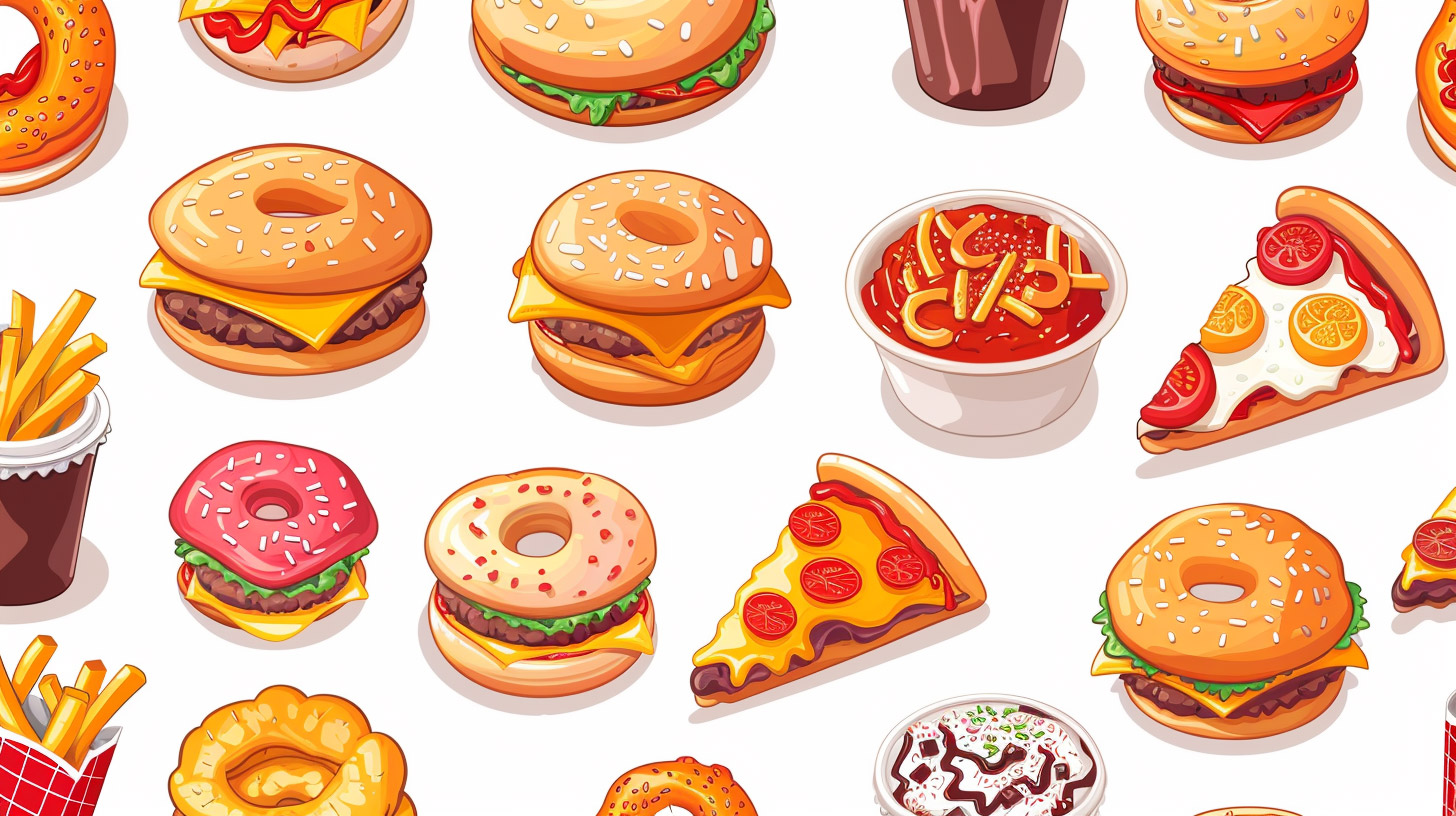 Colorful Fast Food Cartoon HD Wallpapers: Download Now