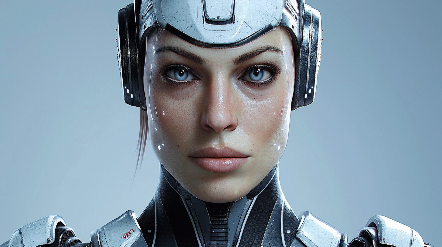 Ultra HD Female Cyborg 3D Model Desktop Background