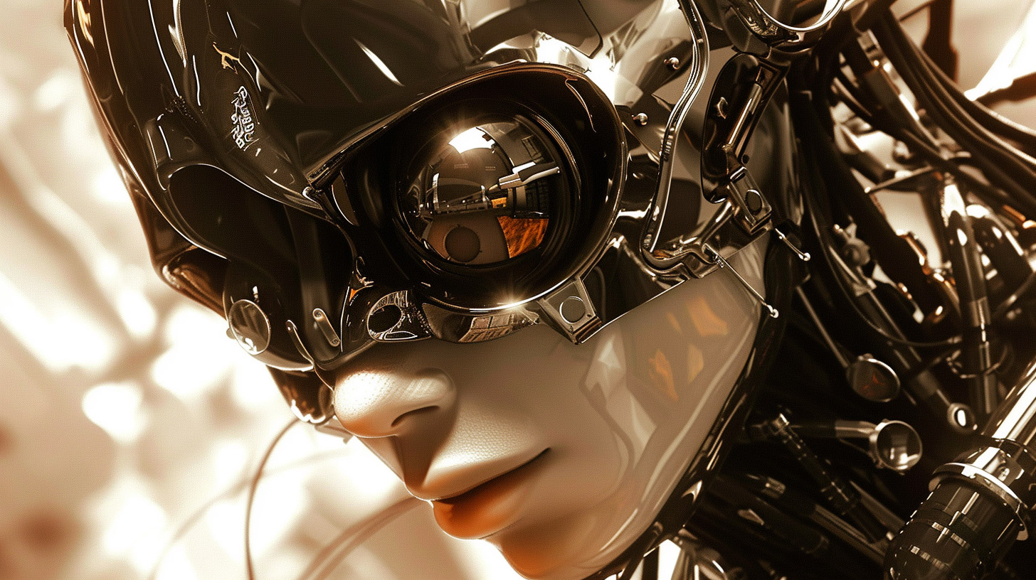 Eye-Catching HD Wallpaper: Female Cyborg Digital Art