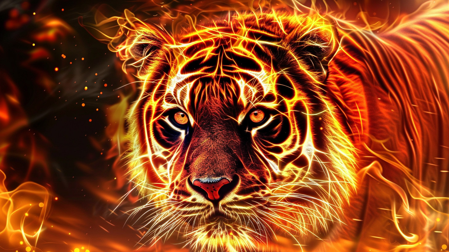 Experience Fire Tiger Stock Photos for High-Quality Wallpaper