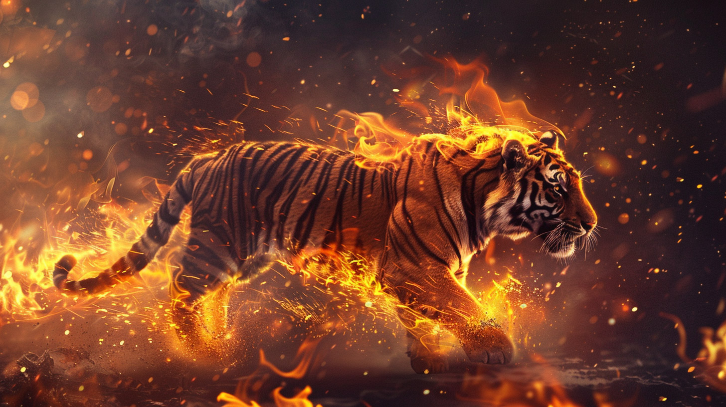 Breathtaking 8K Fire Tiger Pictures for Your Wallpaper