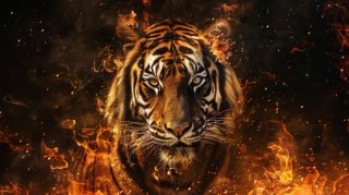 Dynamic Fire Tiger Digital Backgrounds for Desktop Use