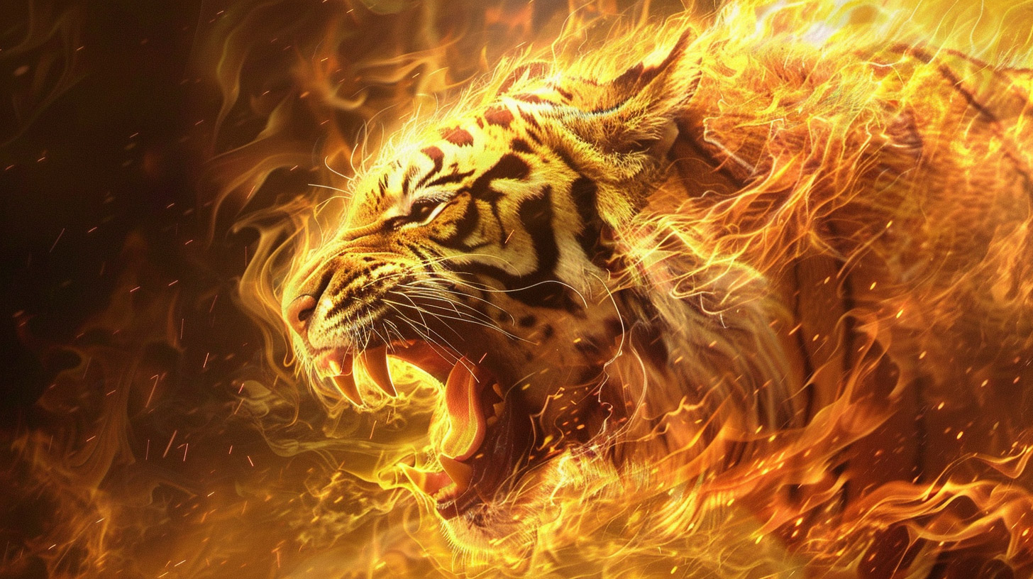 AI Generated Fire Tiger Wallpaper for Ultra HD Desktops