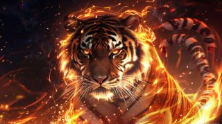 Get Fire Tiger Wallpaper For Desktop in 1920x1080