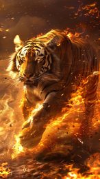 Vibrant Fire Tiger Image for iPhone and Android Devices