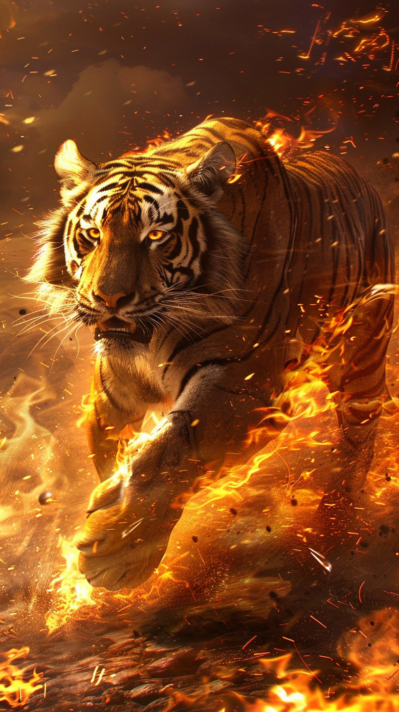 Vibrant Fire Tiger Image for iPhone and Android Devices