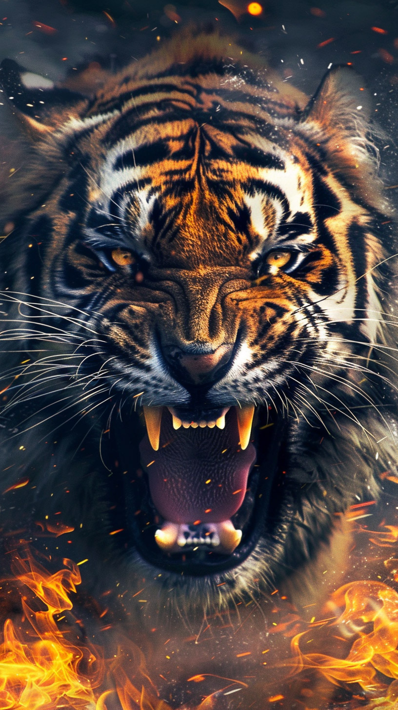 Download High-Definition Fire Tiger Pictures for iPhone