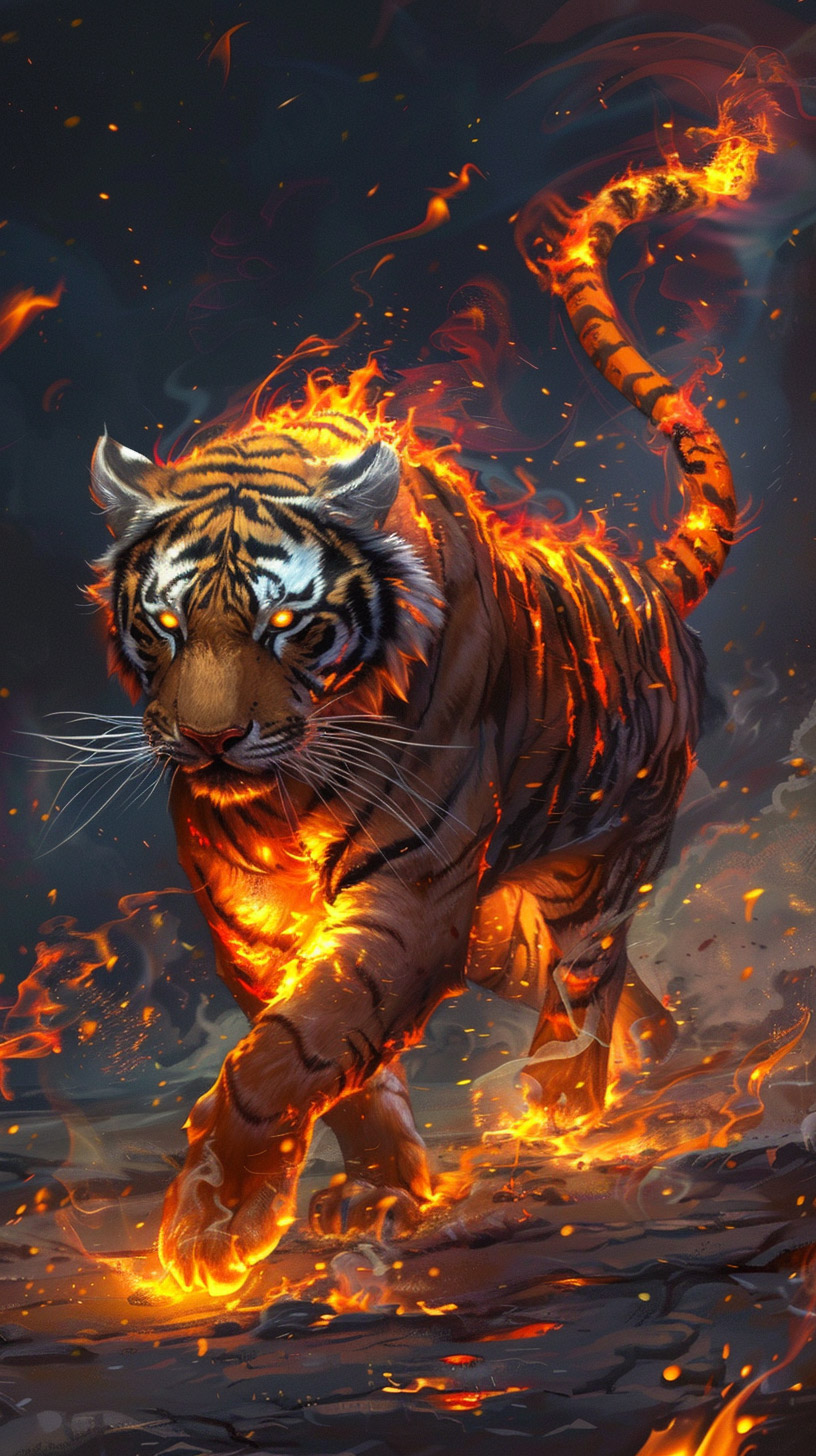 Amazing Fire Tiger Mobile Wallpaper Perfect for Your Phone