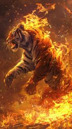 Fire Tiger HD Wallpaper: Eye-Catching Digital Background