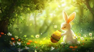 Free AI Wallpaper: Adorable Bunny for Your PC