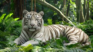 Free HD Wallpaper: Stunning White Tiger Digital Background