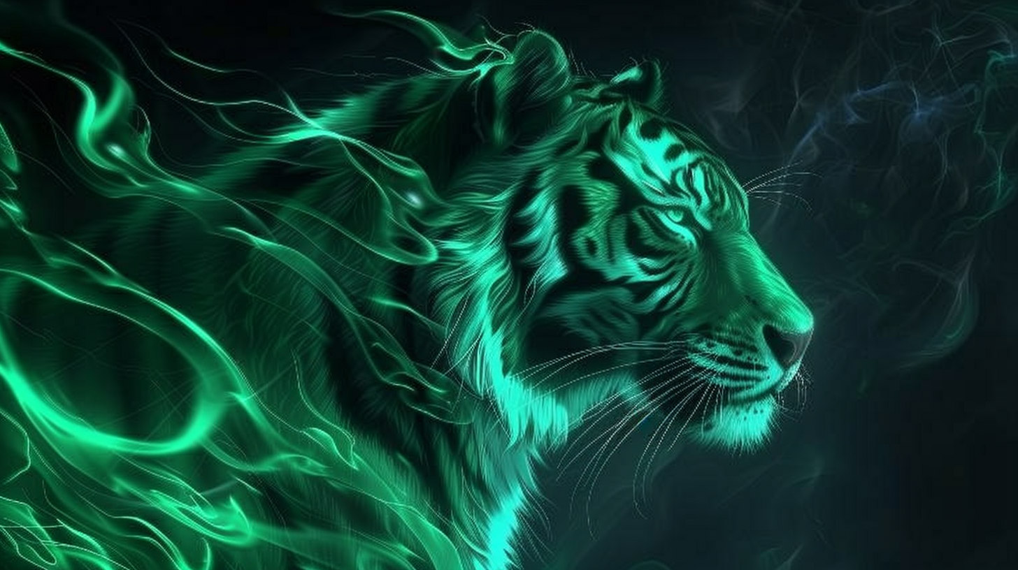 Ultra HD Green Tiger Wallpaper for 16:9 Screens